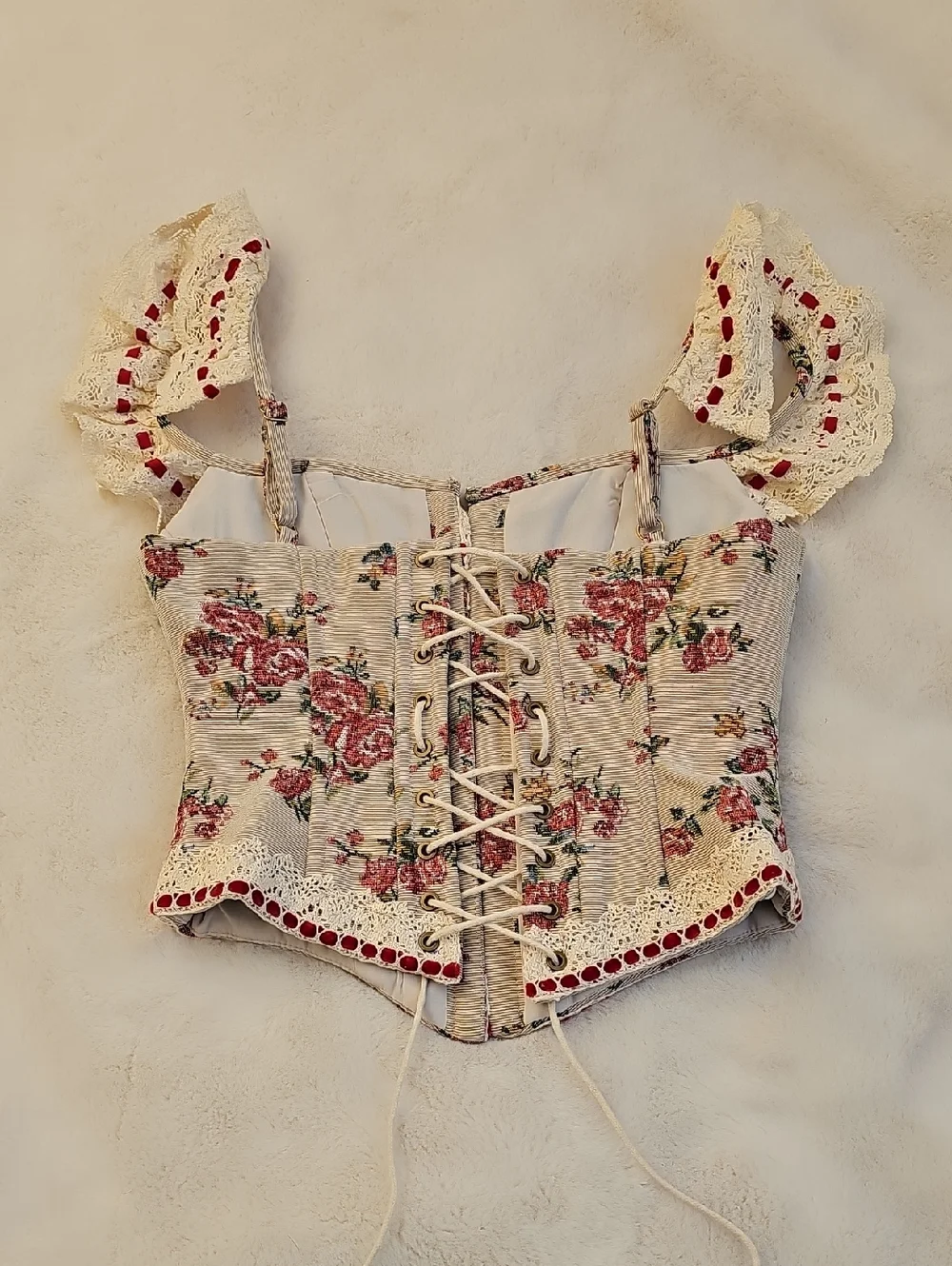 Lace Made Rosey Cottage Corset Size Small - Picture 8 of 10